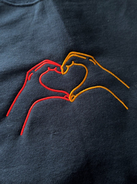 Chiefs Travis Kelce Heart Hands Embroidery Sweatshirt