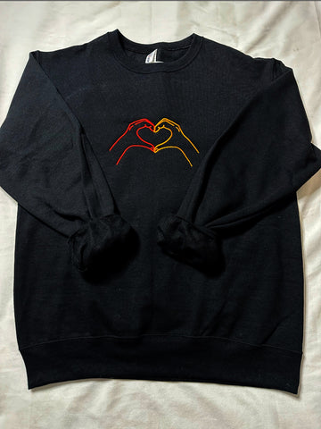 Chiefs Travis Kelce Heart Hands Embroidery Sweatshirt